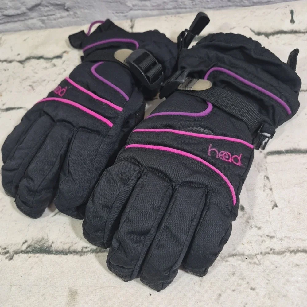 Head Girls Size M Gloves Black Pink Water Resistant Snow Ski Winter Sports